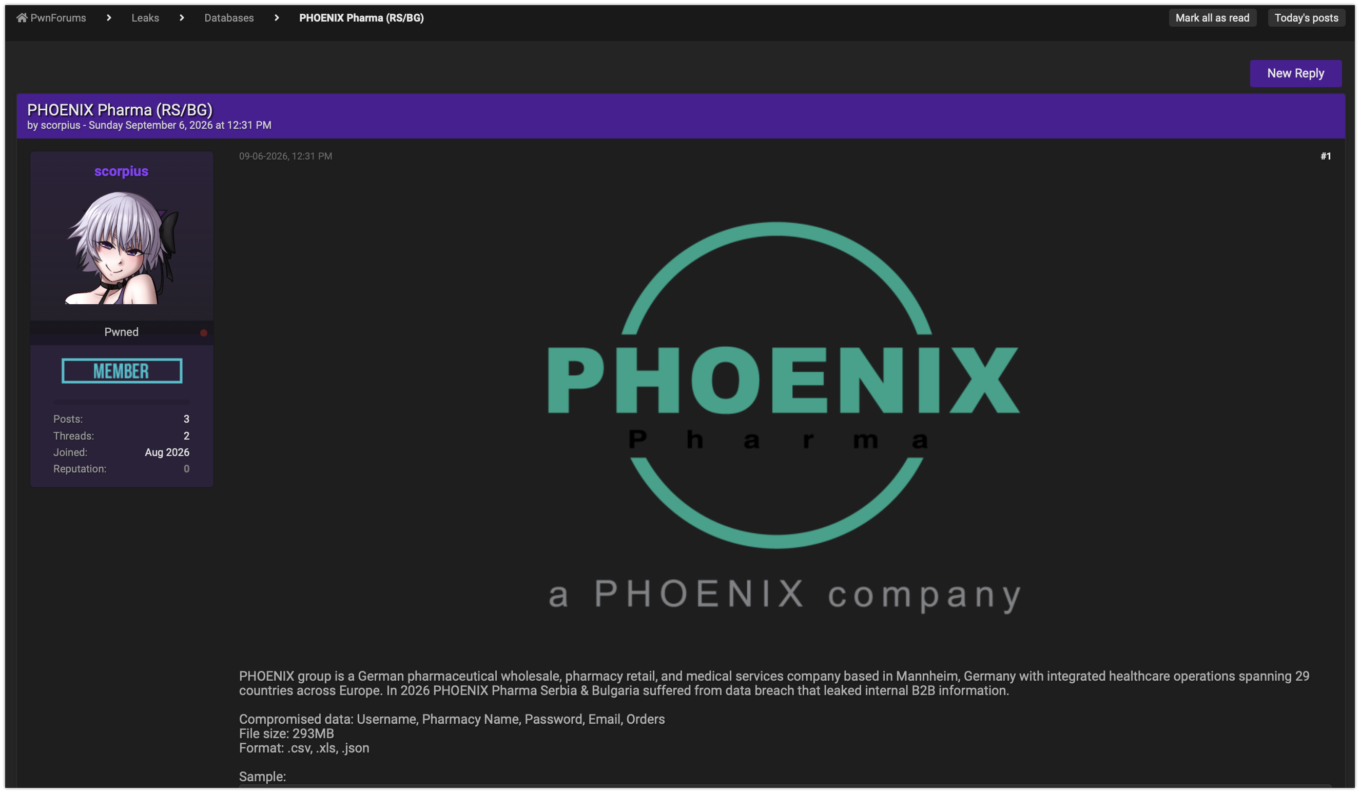 Екранна снимка на публикацията за phoenixpharma.bg