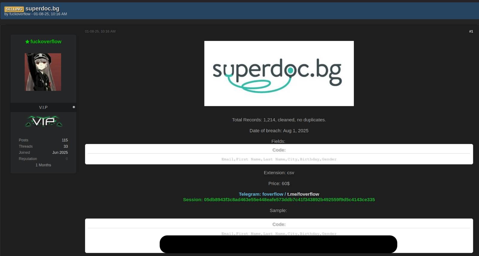 Екранна снимка на публикацията за superdoc.bg
