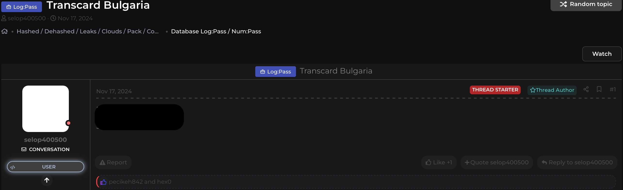 Екранна снимка на публикацията за transcard.bg