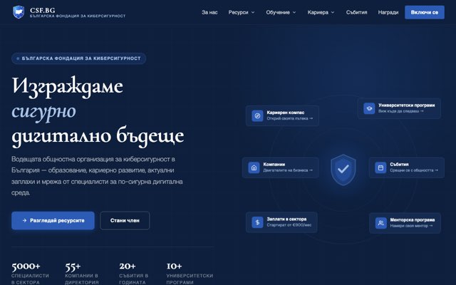Уебсайт на Българска Фондация за Киберсигурност
