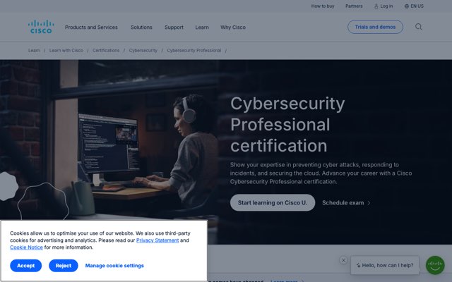 Уебсайт на Cisco Certified CyberOps Professional