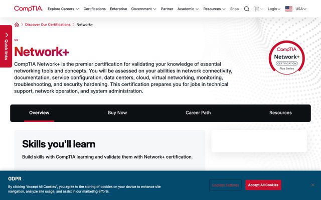 Уебсайт на CompTIA Network+