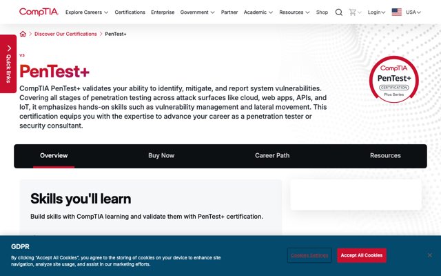 Уебсайт на CompTIA PenTest+