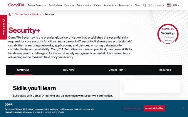 Уебсайт на CompTIA Security+