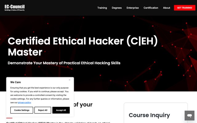 Уебсайт на Certified Ethical Hacker Master