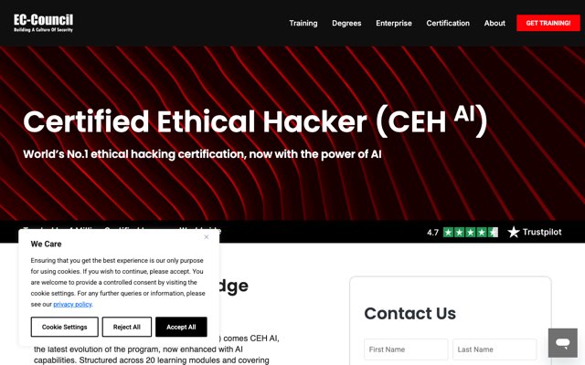 Уебсайт на Certified Ethical Hacker