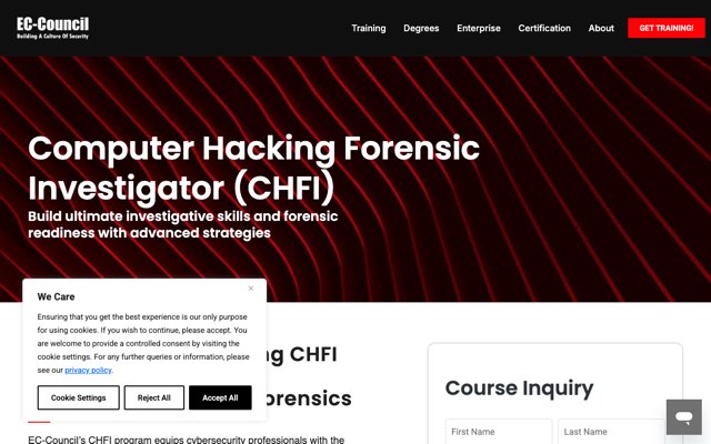 Уебсайт на Computer Hacking Forensic Investigator