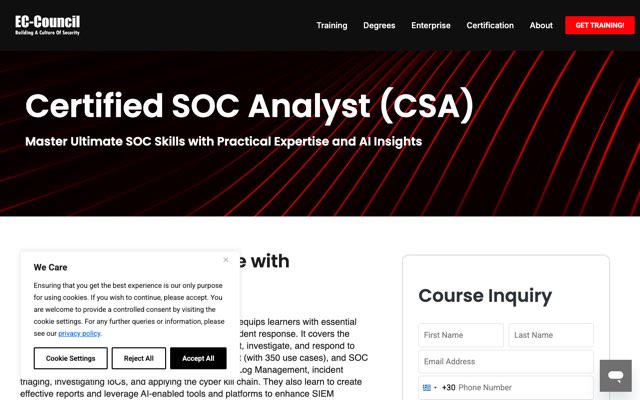Уебсайт на Certified SOC Analyst
