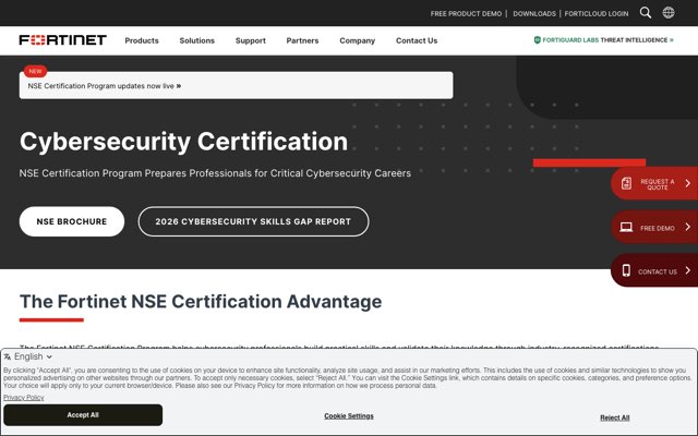 Уебсайт на Fortinet Network Security Architect
