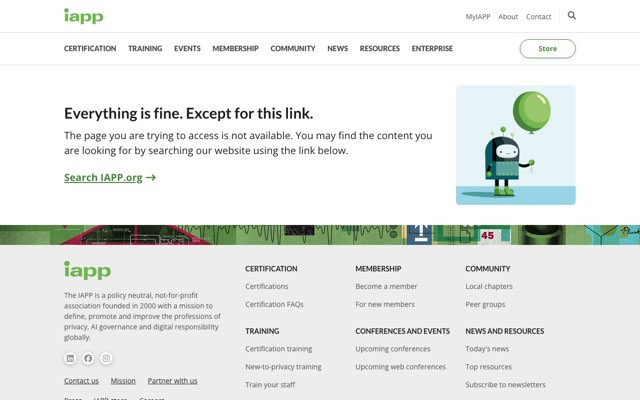 Уебсайт на Certified Information Privacy Professional / Europe