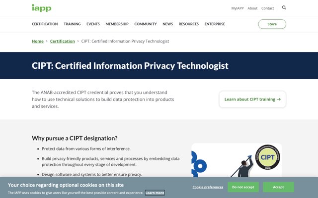 Уебсайт на Certified Information Privacy Technologist