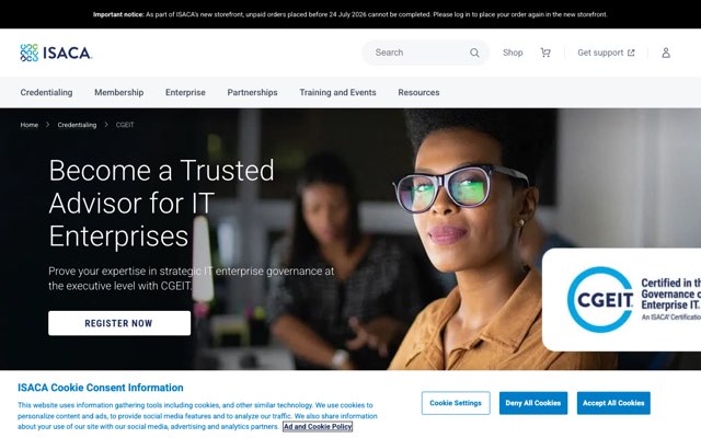 Уебсайт на Certified in the Governance of Enterprise IT