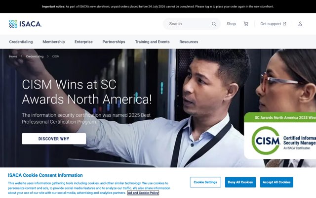 Уебсайт на Certified Information Security Manager