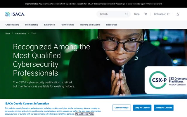 Уебсайт на CSX Cybersecurity Practitioner