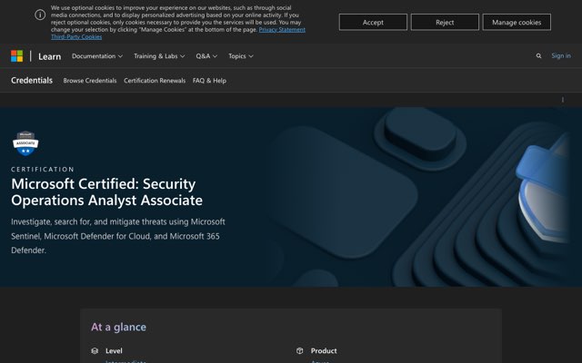 Уебсайт на Microsoft Security Operations Analyst