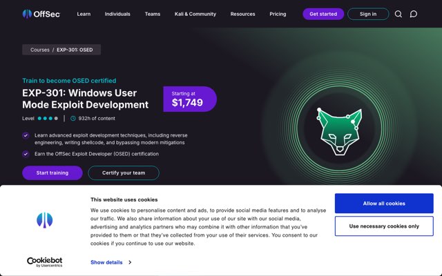 Уебсайт на OffSec Exploit Developer