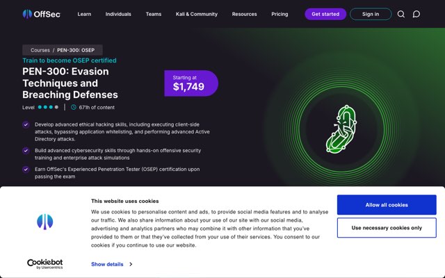 Уебсайт на OffSec Experienced Penetration Tester