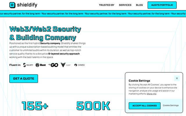 Уебсайт на Shieldify Security