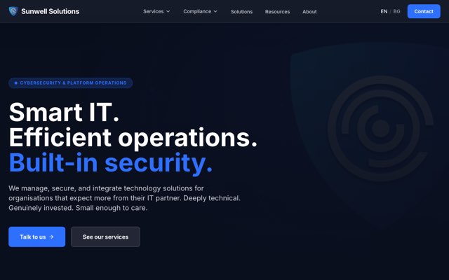 Уебсайт на Sunwell Solutions