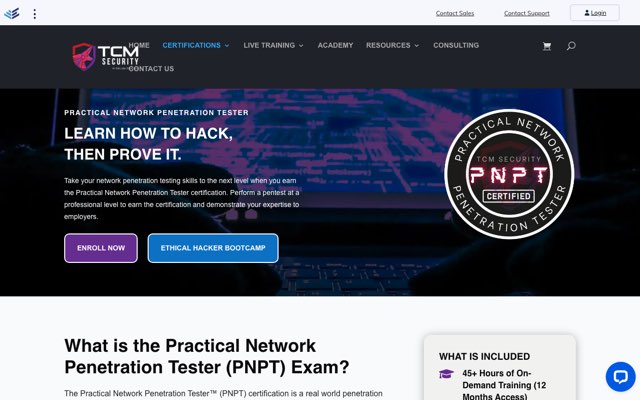 Уебсайт на Practical Network Penetration Tester