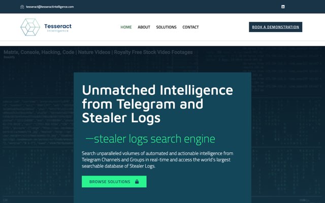 Уебсайт на Tesseract Intelligence